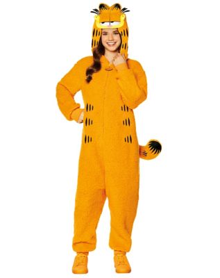 Kids Garfield Costume – Orange Cat Hooded Plush Jumpsuit With Tail, Ears, And Front Zipper - View #7