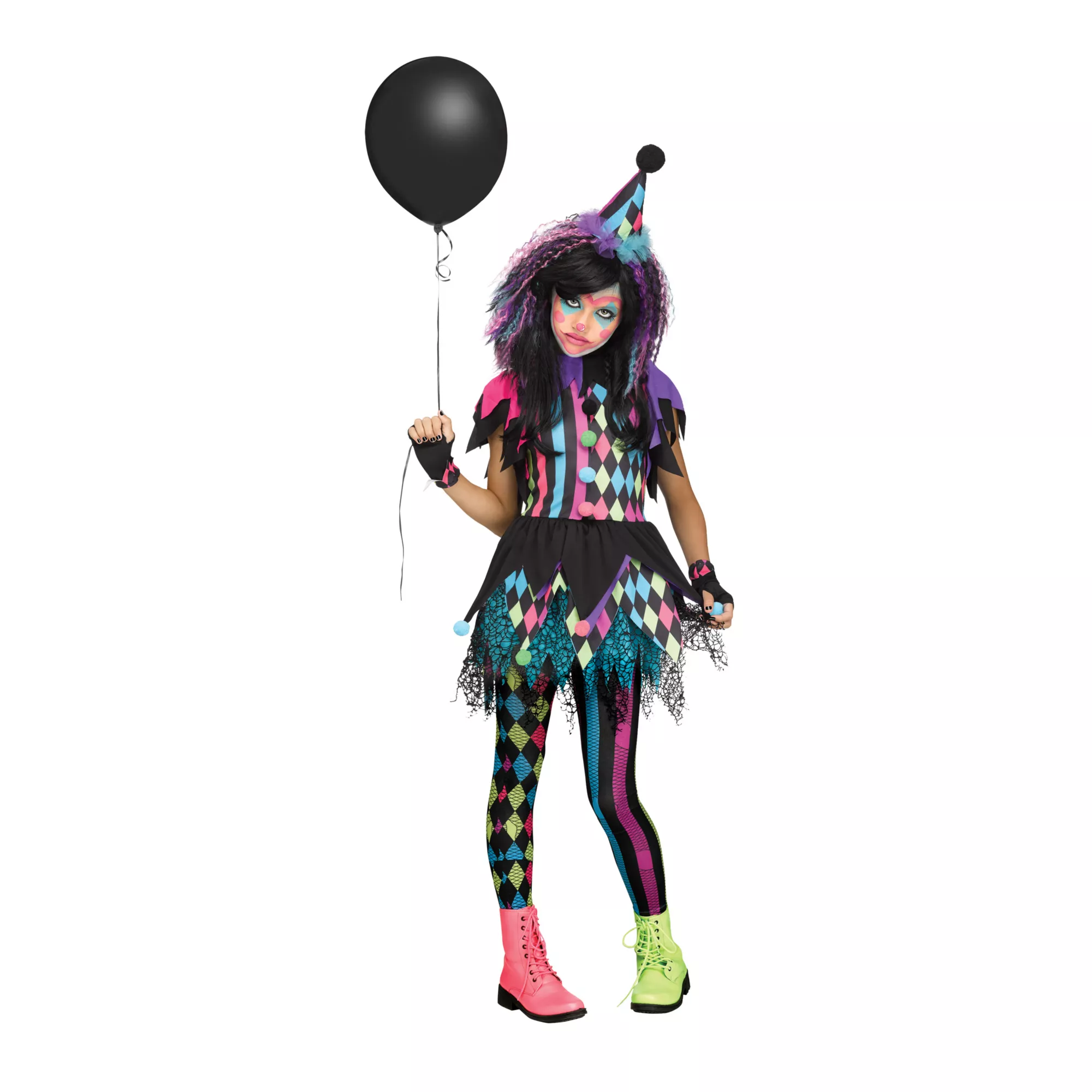 Kids Neon Circus Clown Costume