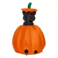 3 Ft 7 In Light-Up Animated Rising Pumpkin Cat Inflatable Decoration at Spirit Halloween