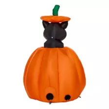 3 Ft 7 In Light-Up Animated Rising Pumpkin Cat Inflatable Decoration at Spirit Halloween