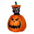 3 Ft 7 In Light-Up Animated Rising Pumpkin Cat Inflatable Decoration at Spirit Halloween