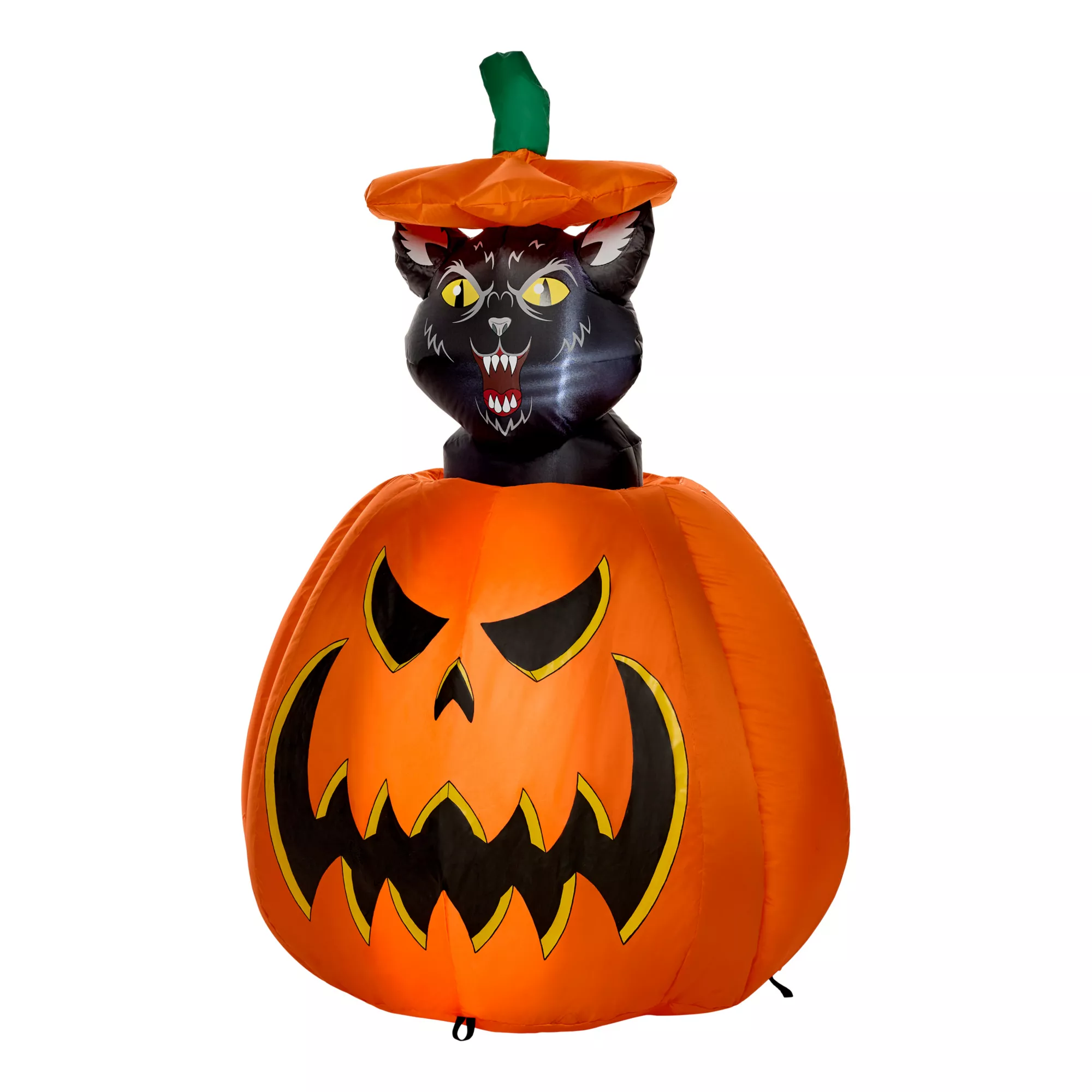 3 Ft 7 In Light-Up Animated Rising Pumpkin Cat Inflatable Decoration