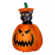 3 Ft 7 In Light-Up Animated Rising Pumpkin Cat Inflatable Decoration at Spirit Halloween