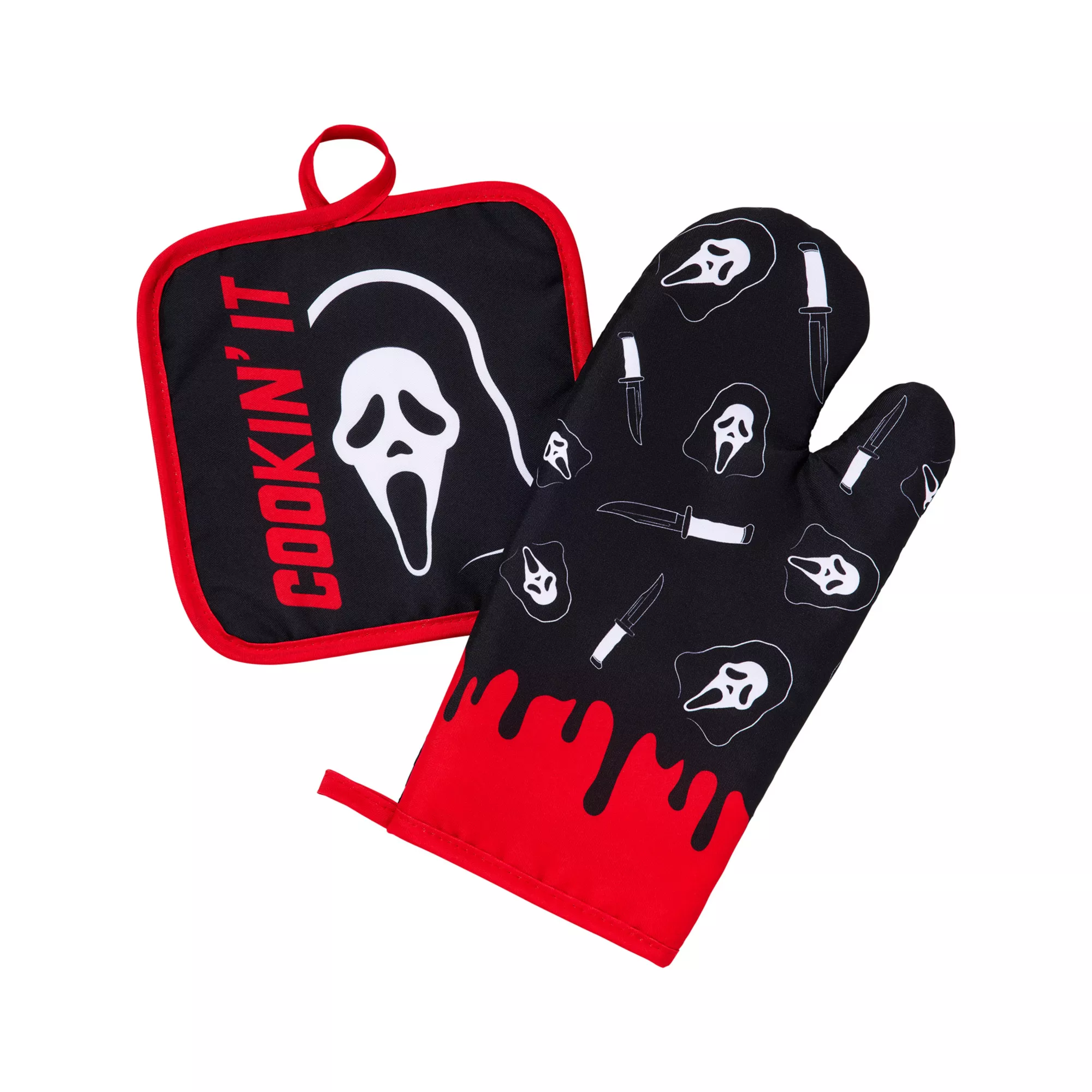 Ghost Face Oven Mitt and Pot Holder Set