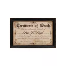 Doll Death Certificate Sign at Spencer's