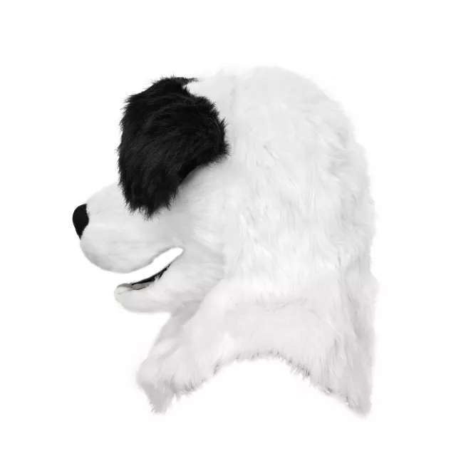 Black and White Dog Furry Head Full Mask at Spirit Halloween