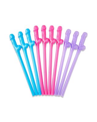 plastic reusable penis straws 10 assorted
