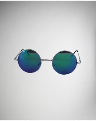 Round Mirror Sunglasses Blue by Spencer's