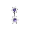 Purple CZ Flower Belly Ring - 14 Gauge at Spencer's