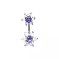 Purple CZ Flower Belly Ring - 14 Gauge at Spencer's
