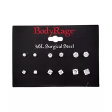 CZ Stud Earrings - 6 Pair