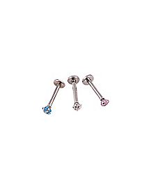 lip labret ring rings cz gauge clear pack spencer pink jewelry spencers piercing