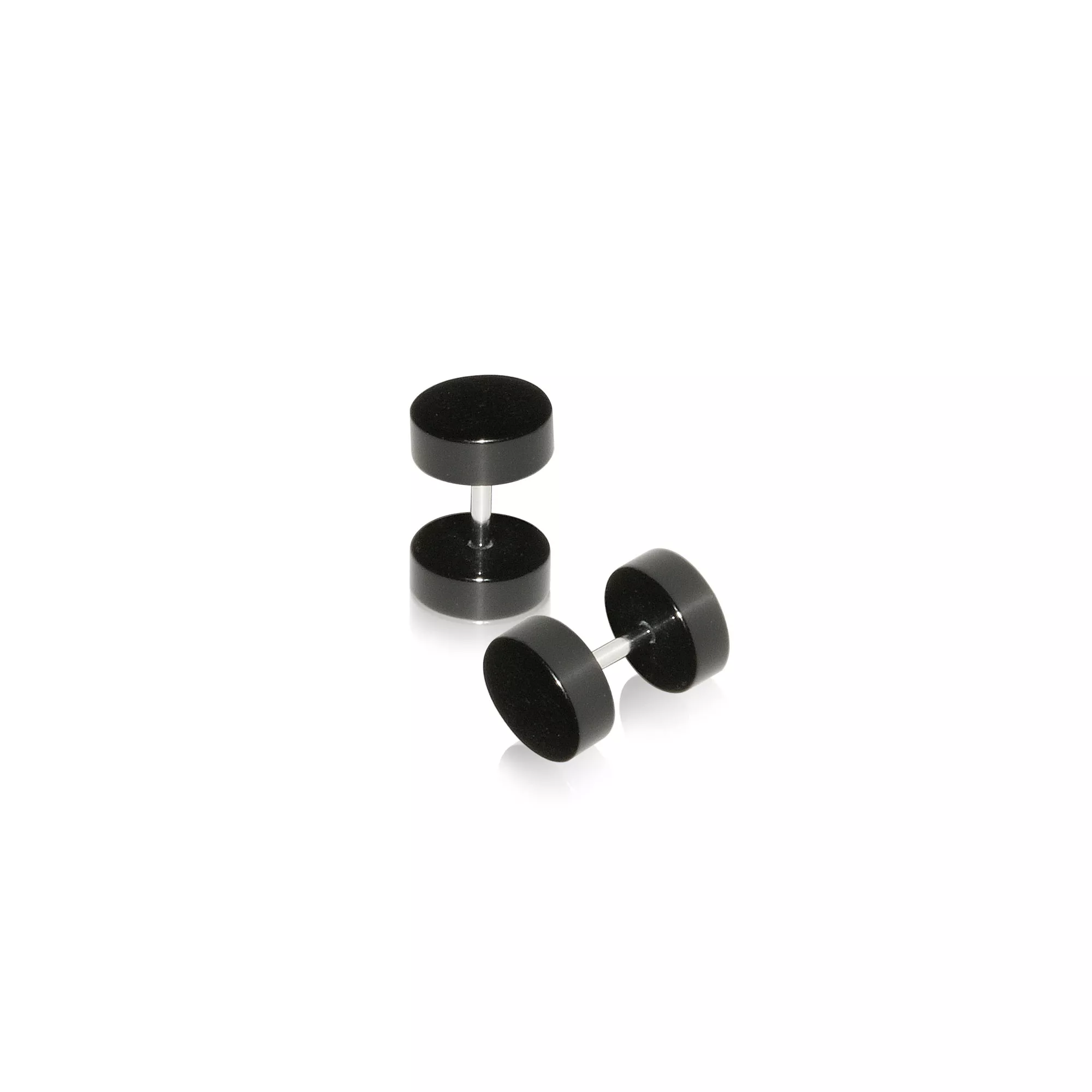 Black Plain Fake Plug Earrings 2 Pack - 16 Gauge