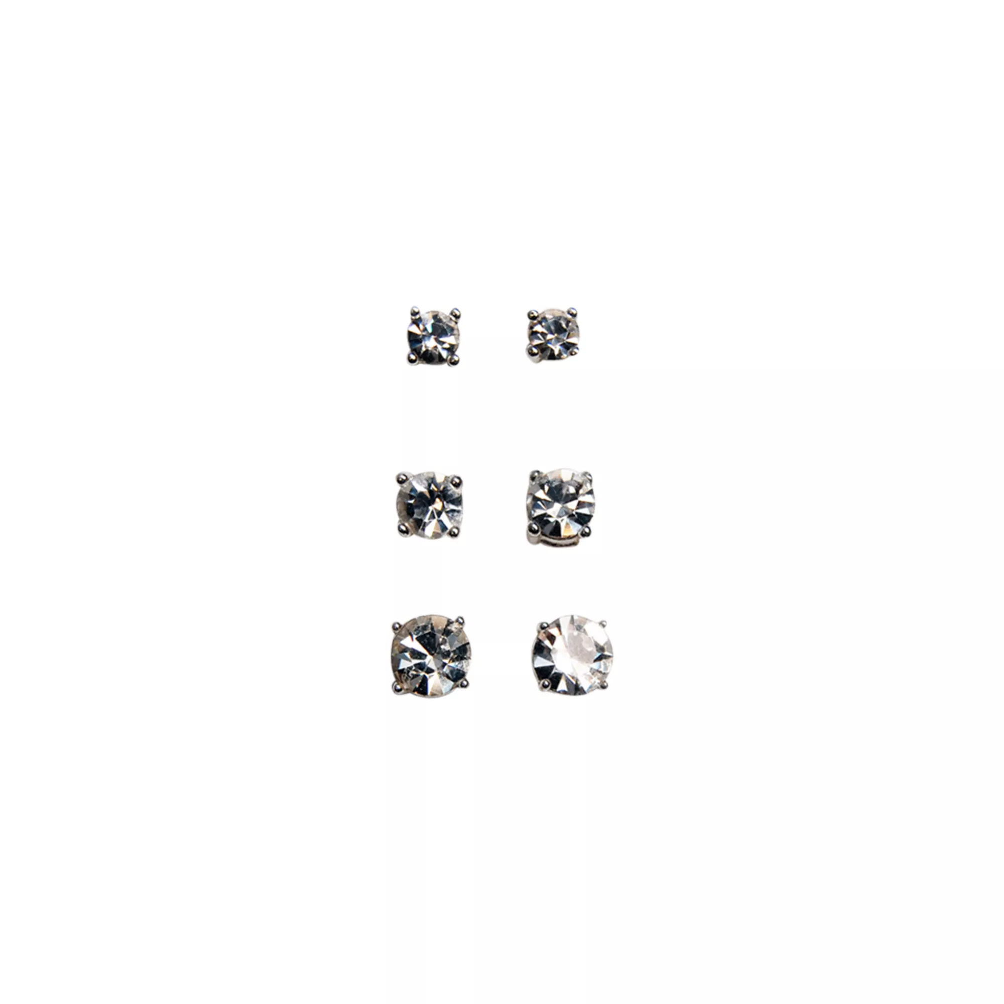 Clear Round CZ Stud Earrings 3-Pack at Spencer's