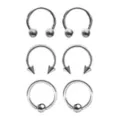 Multi-Pack Silvertone Captive Bead and Horseshoe Rings 3 Pair - 16 Gauge at Spencer's