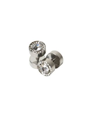 CZ Silvertoned Fake Plugs - 16 G - by Spencer's
