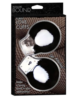 Black Furry Handcuffs - Pleasure Bound
