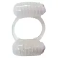 Glow in the Dark Double Trouble Vibrating Cock Ring - Sexology at Spencer's