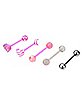Pink & White Heart Barbell 5 Pack - 14 Gauge