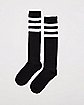 Athletic Stripe Knee High Socks Black & White