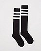 Athletic Stripe Knee High Socks - Black and White