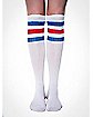 Red and Blue Striped Knee High Socks
