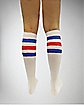 Red and Blue Striped Knee High Socks