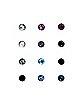 Colored Gem-Effect Stud Nose Rings - 12 Pack