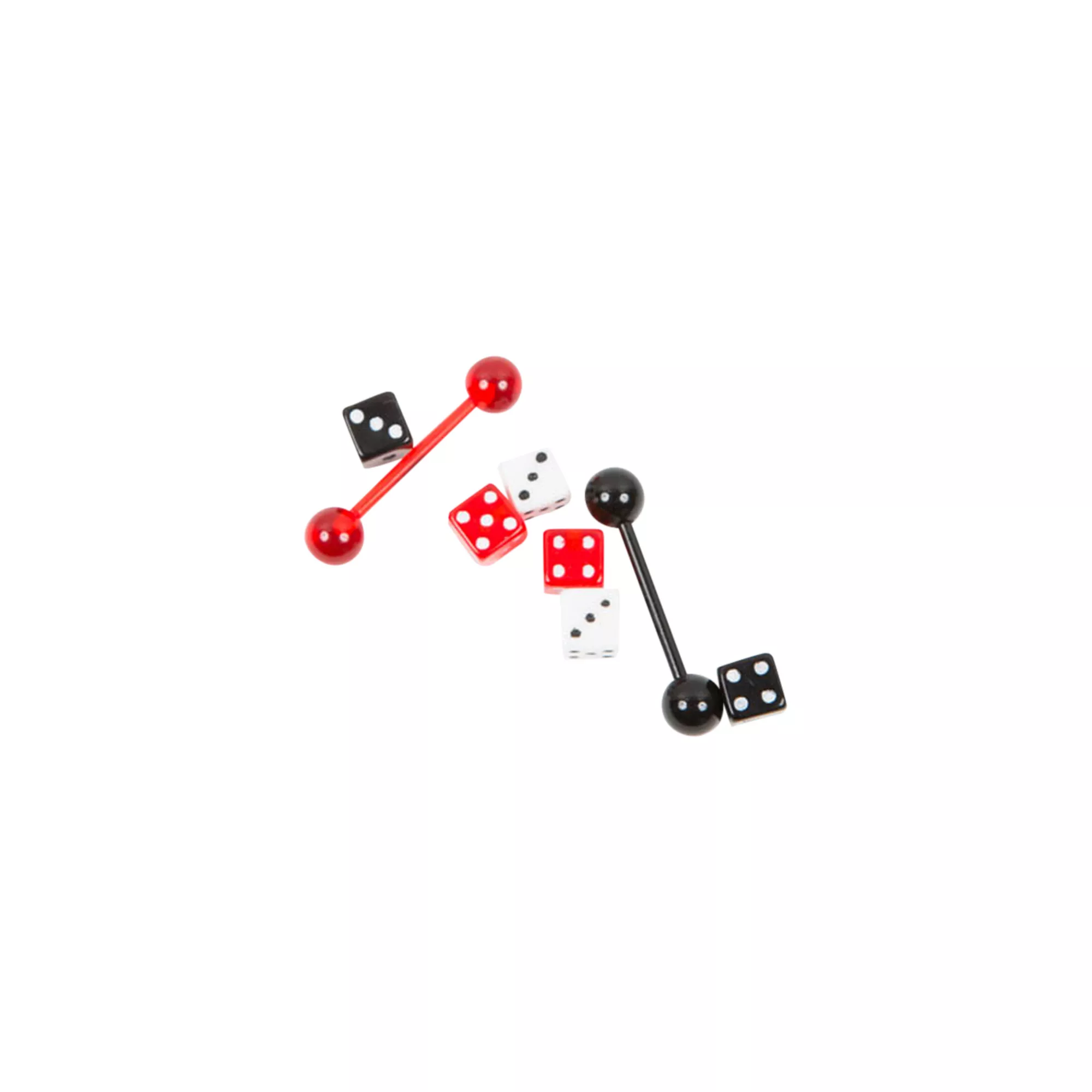 Black & Red Dice Barbell 2 Pack - 14 Gauge