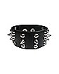 Black Leather 3 Row Spike Bracelet