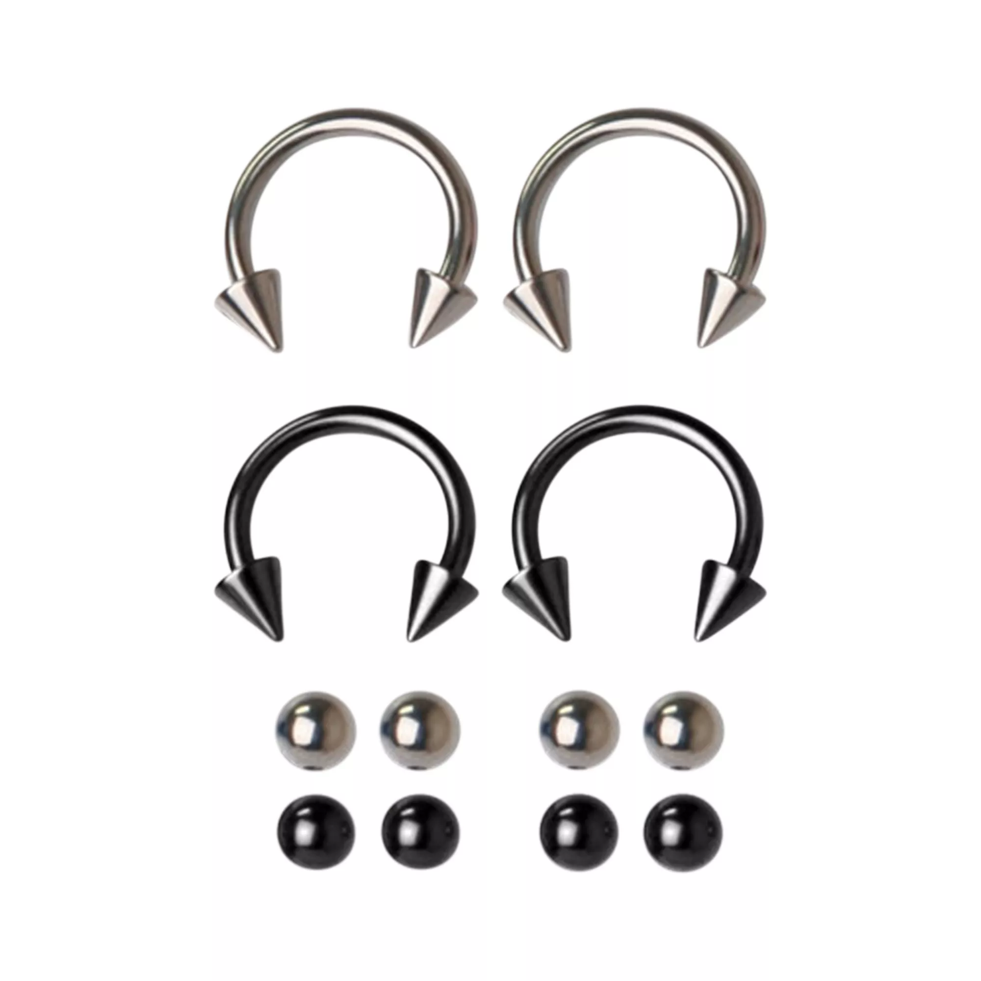 Black Horseshoe Rings with Extra Balls - 16 Gauge at Spencer's