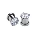 Clear CZ Silver-Plated Plugs at Spencer's