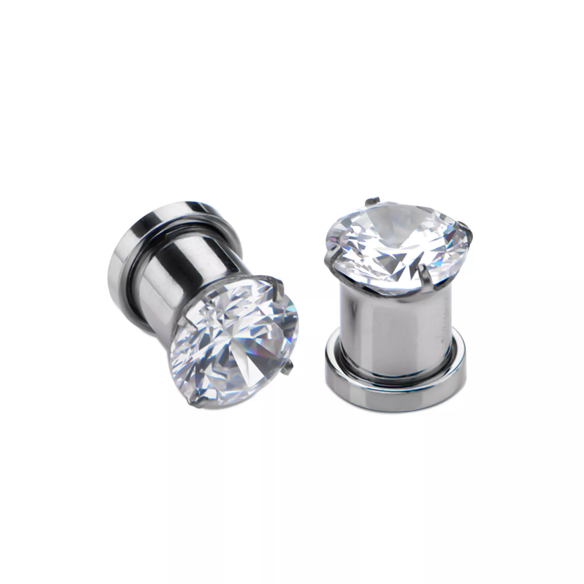 Clear CZ Silver-Plated Plugs