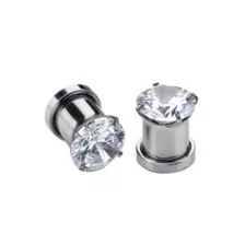 Clear CZ Silver-Plated Plugs at Spencer's