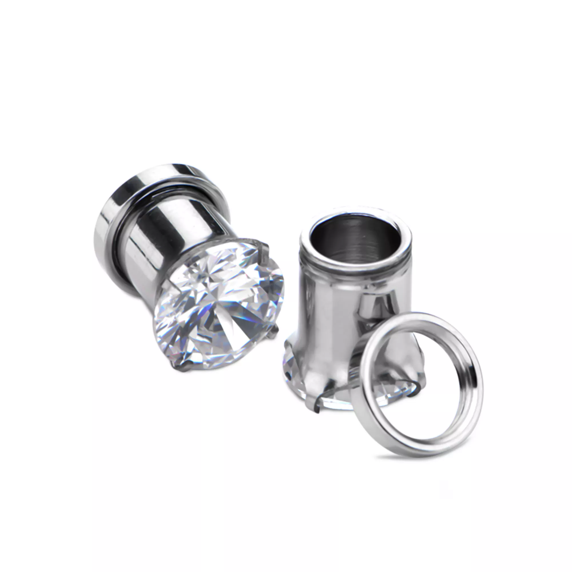 Clear CZ Silver-Plated Plugs at Spencer's