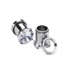 Clear CZ Silver-Plated Plugs at Spencer's