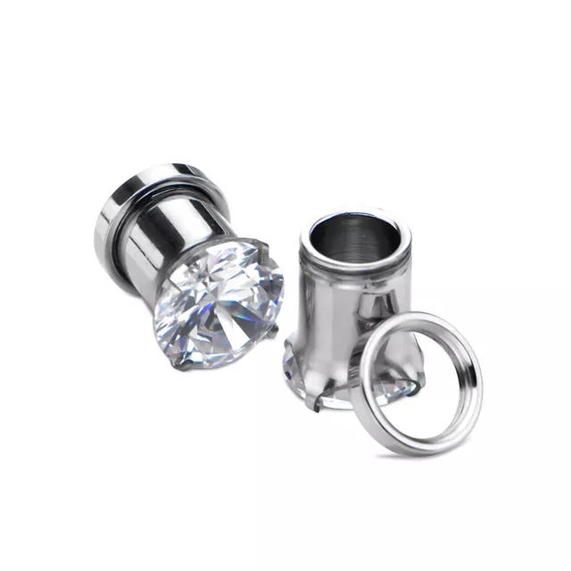 Clear CZ Silver-Plated Plugs at Spencer's