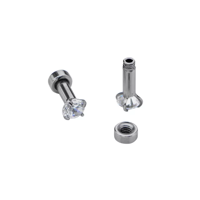 Silvertone and Clear Crystal Plugs - 2 Gauge