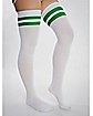 Athletic Stripe Over the Knee Socks - White and Green