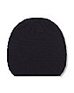 Black Slouch Rib Hem Beanie Hat
