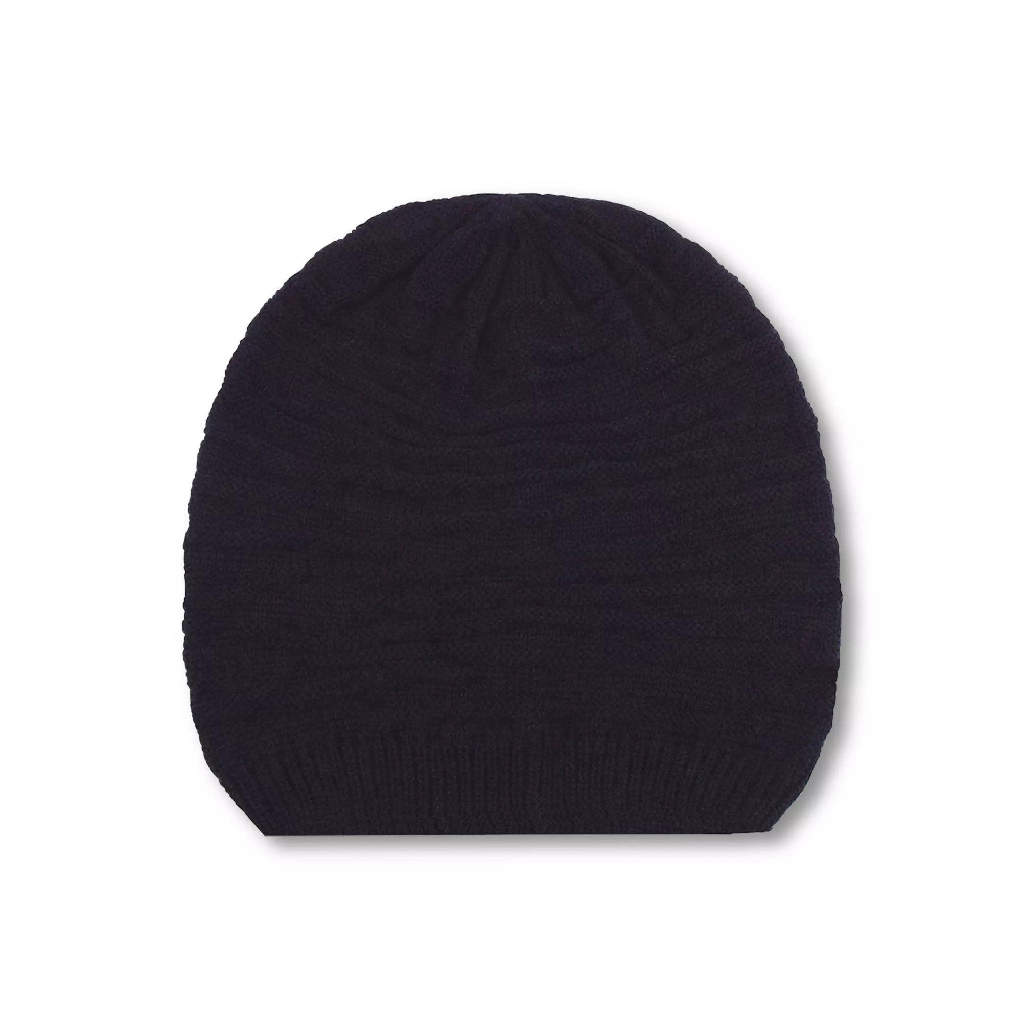 Black Slouch Rib Hem Beanie Hat at Spencer's