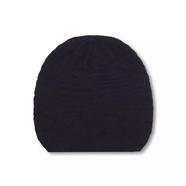 Black Slouch Rib Hem Beanie Hat at Spencer's