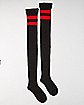 Black Red Stripe Thigh High Socks