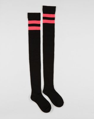 Hot Pink Athletic Stripe Black Over the Knee Socks - Spencer's