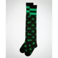 Allover Leaf Knee High Socks Black & Green at Spencer's