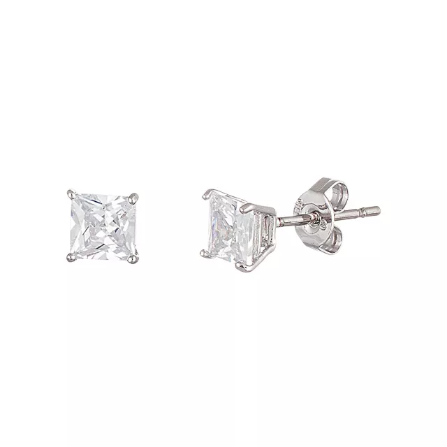 5mm Square Clear CZ Stud Earrings at Spencer's