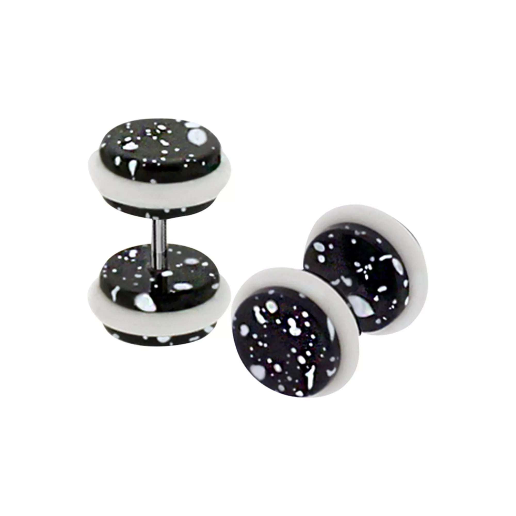 Black Splatter Fake Plug Set - 16 Gauge
