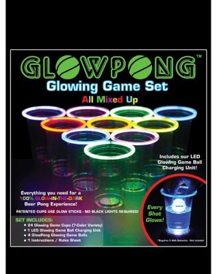 GLOWPONG All Mixed Up Glow-in-The-Dark Beer Pong Game Set for Indoor  Outdoor Nighttime