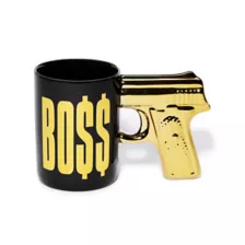 Foil Gold Gun Handle Boss Coffee Mug - 16 oz. at Spencer's