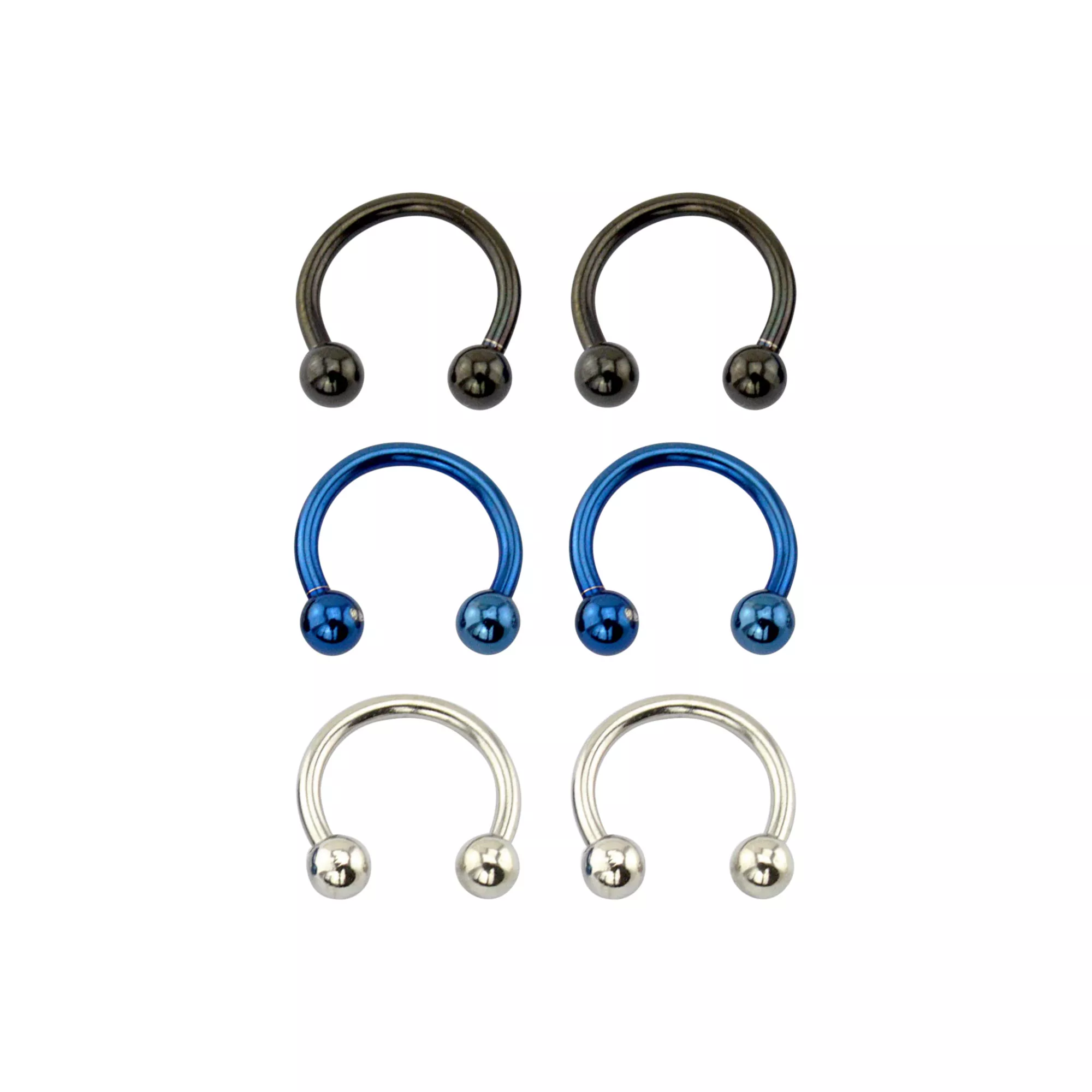 Multi-Pack Blue Horseshoe Rings - 3 Pair at Spencer's